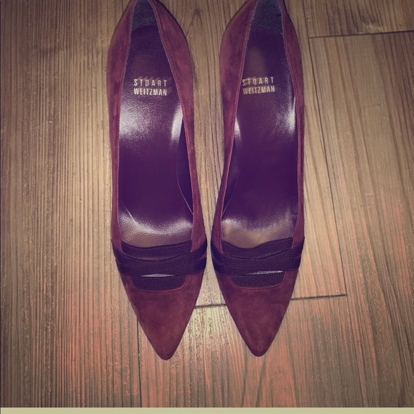 NWOB! Stuart Weitzman Burgundy Suede Heels 8.5 - Picture 1 of 8